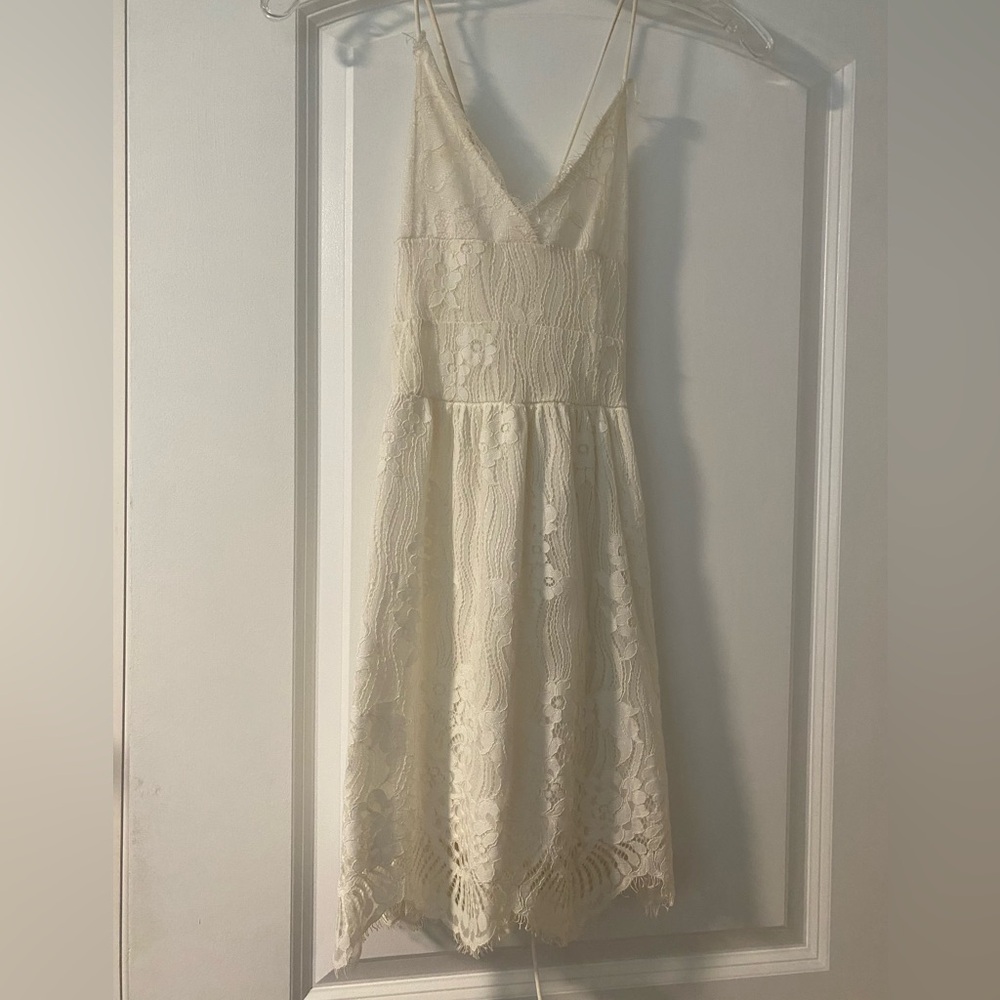 Cream lace mini dress